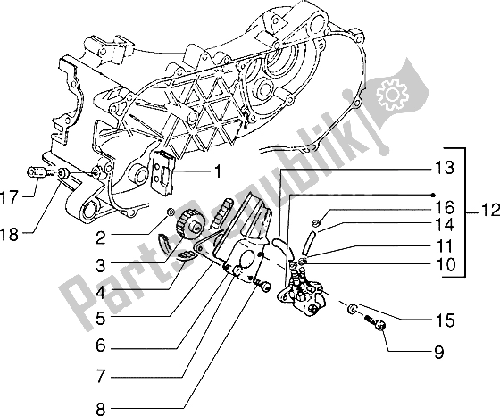 All parts for the Oil Pump of the Piaggio ZIP RST 50 1996