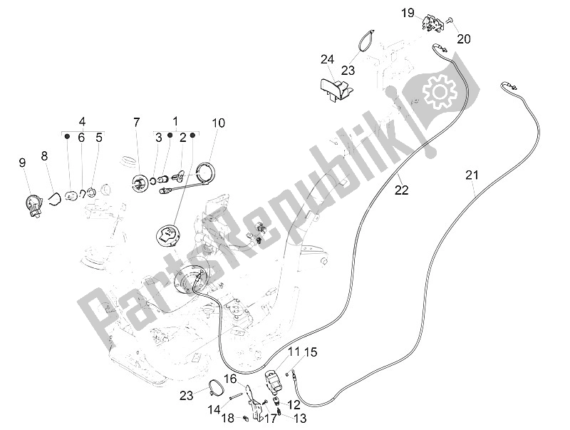 Tutte le parti per il Serrature del Piaggio Medley 125 4T IE ABS 2016