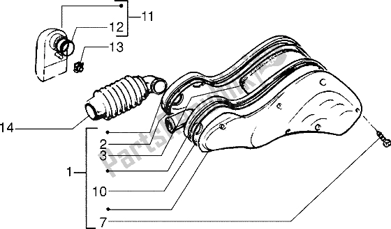 All parts for the Air Cleaner of the Piaggio ZIP SP 50 1996