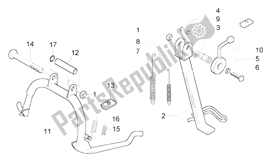 Tutte le parti per il Cavalletto Centrale del Piaggio BV 200 U S A 2005