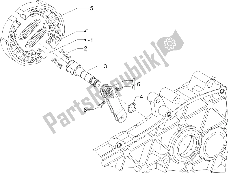 All parts for the Rear Brake - Brake Jaw of the Piaggio FLY 50 2T 25 KMH B NL 2005