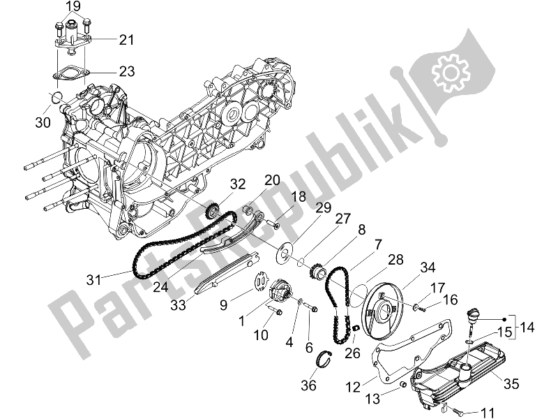 All parts for the Oil Pump of the Piaggio X8 150 Street Euro 2 2006