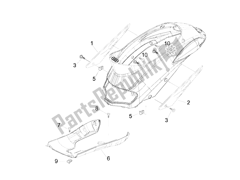 Todas las partes para Cubierta Lateral - Alerón de Piaggio Liberty 50 4T Delivery TNT 2009