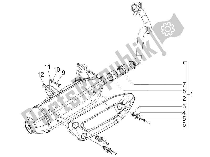 Toutes les pièces pour le Silencieux du Piaggio X EVO 125 Euro 3 2007