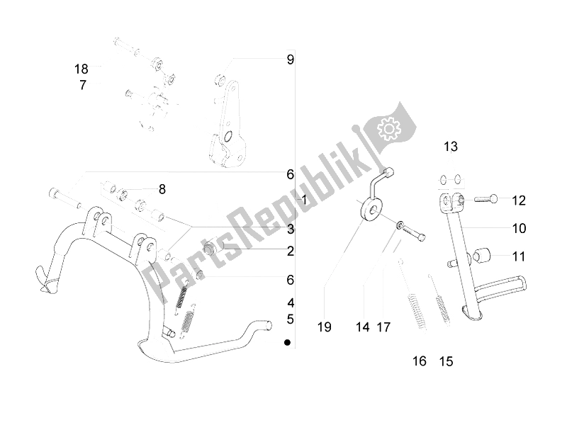 All parts for the Stand/s of the Piaggio X EVO 400 Euro 3 2007