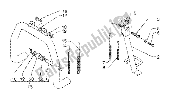 Tutte le parti per il Cavalletto Centrale del Piaggio X9 200 2002