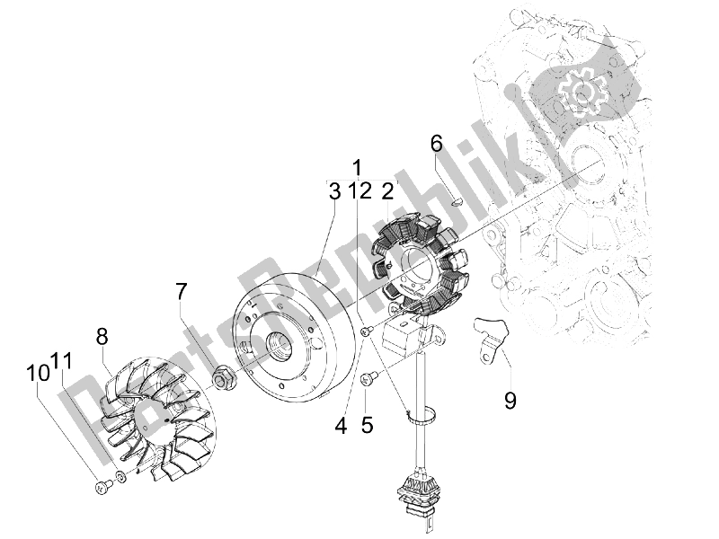 Tutte le parti per il Volano Magneto del Piaggio ZIP 50 2T 2009