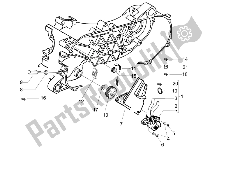 All parts for the Oil Pump of the Piaggio Typhoon 50 Serie Speciale 2007
