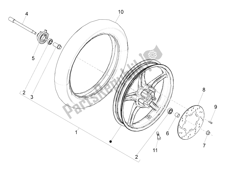 Tutte le parti per il Ruota Anteriore del Piaggio Liberty 150 4T 3V IE LEM 2014