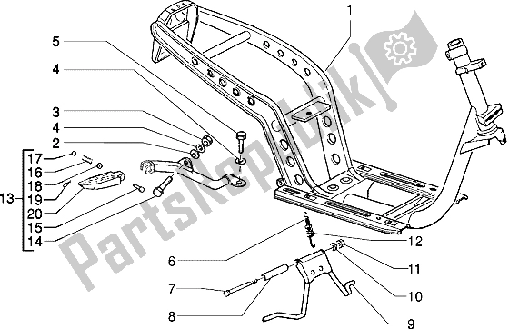 Alle onderdelen voor de Chassis-centrale Standaard van de Piaggio Typhoon 125 XR 2000