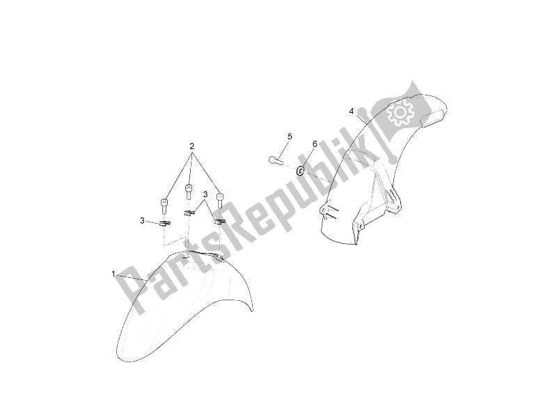 Tutte le parti per il Passaruota - Parafango del Piaggio Liberty 150 4T 2V IE E3 Vietnam 2011