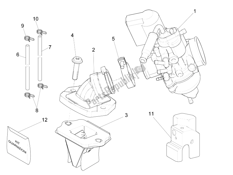 Toutes les pièces pour le Carburateur, Montage - Tuyau Union du Piaggio NRG Power DD Serie Speciale 50 2007