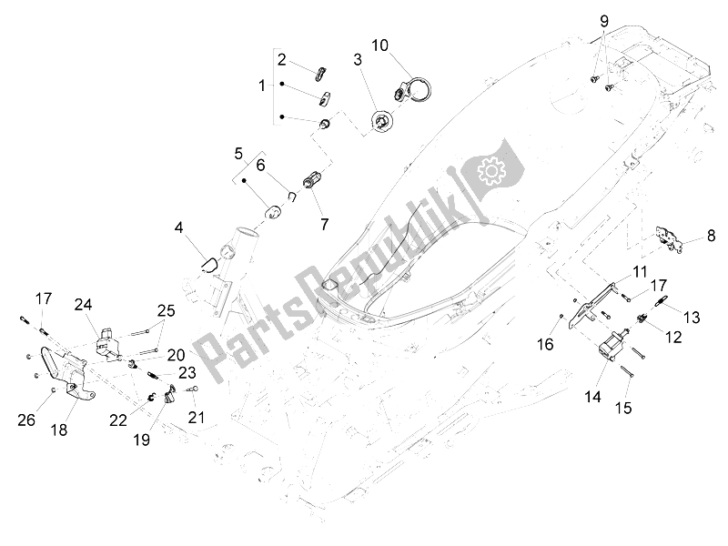 Toutes les pièces pour le Serrures du Piaggio X 10 350 4T 4V I E E3 2012