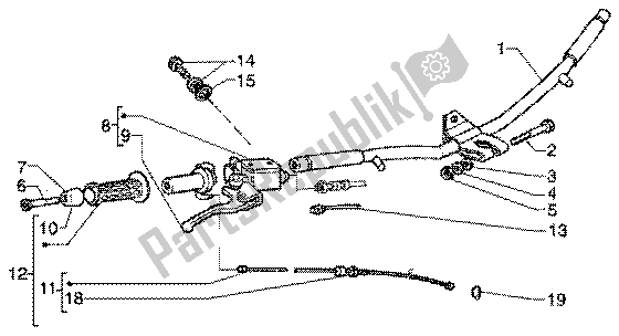 All parts for the Handlebars Component Parts of the Piaggio Super Hexagon GTX 125 2003