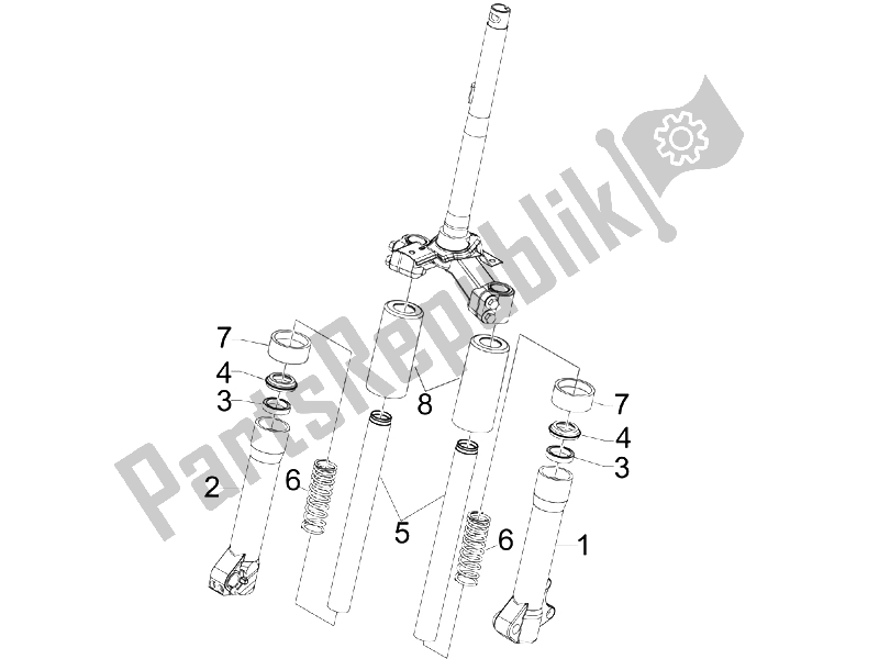 All parts for the Fork's Components (escorts) of the Piaggio Liberty 200 4T Sport E3 2006