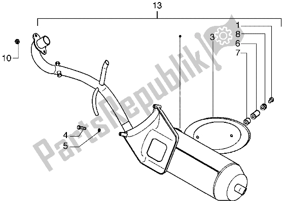 All parts for the Catalytic Silencer of the Piaggio Diesis 50 2001