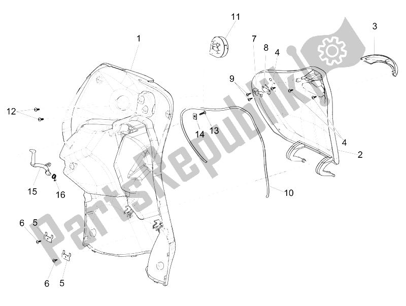 All parts for the Front Glove-box - Knee-guard Panel of the Piaggio Liberty 125 4T Delivery E3 2009