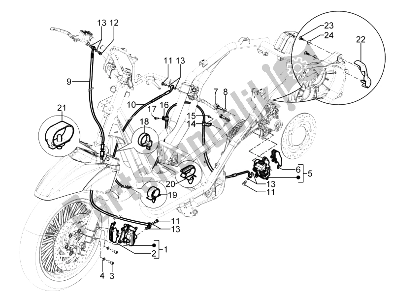 Toutes les pièces pour le Tuyaux De Freins - étriers du Piaggio Beverly 125 RST 4T 4V IE E3 2010