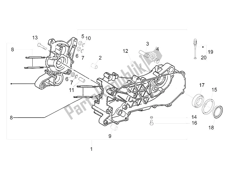 Toutes les pièces pour le Carter du Piaggio NRG Power DD H2O CH 50 2011