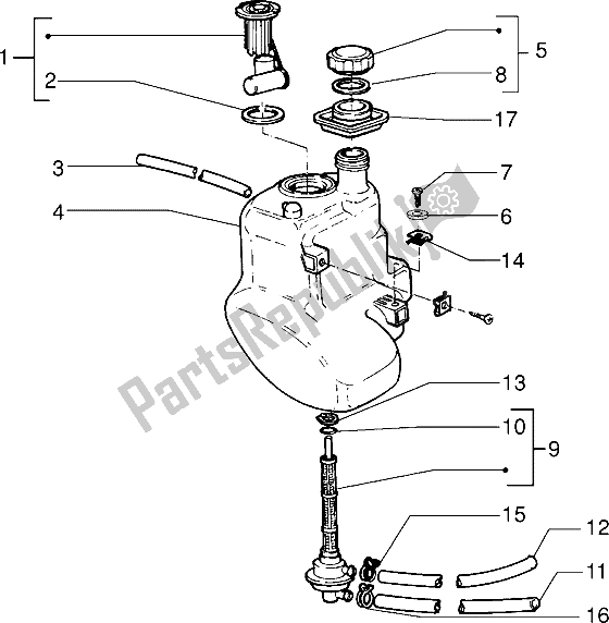 All parts for the Fuel Tank of the Piaggio Sfera RST 80 1994