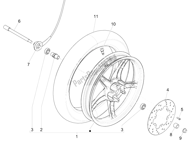 Toutes les pièces pour le Roue Avant du Piaggio Liberty 125 4T PTT E3 F 2007