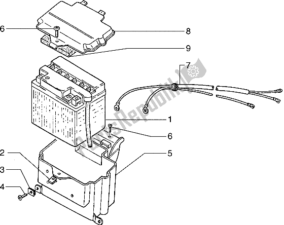 All parts for the Battery of the Piaggio Hexagon 125 1996