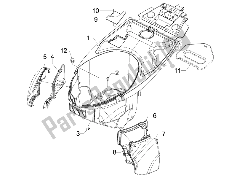 All parts for the Helmet Huosing - Undersaddle of the Piaggio Carnaby 125 4T E3 2007