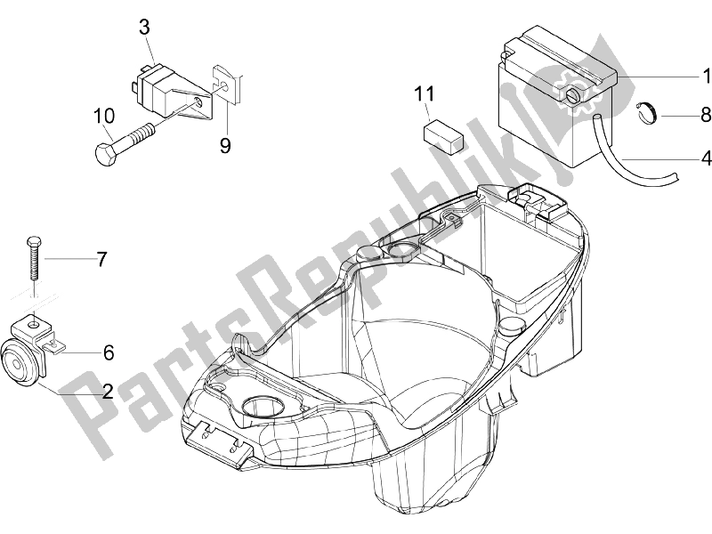 Tutte le parti per il Interruttori Del Telecomando - Batteria - Avvisatore Acustico del Piaggio Liberty 50 4T Sport 2006