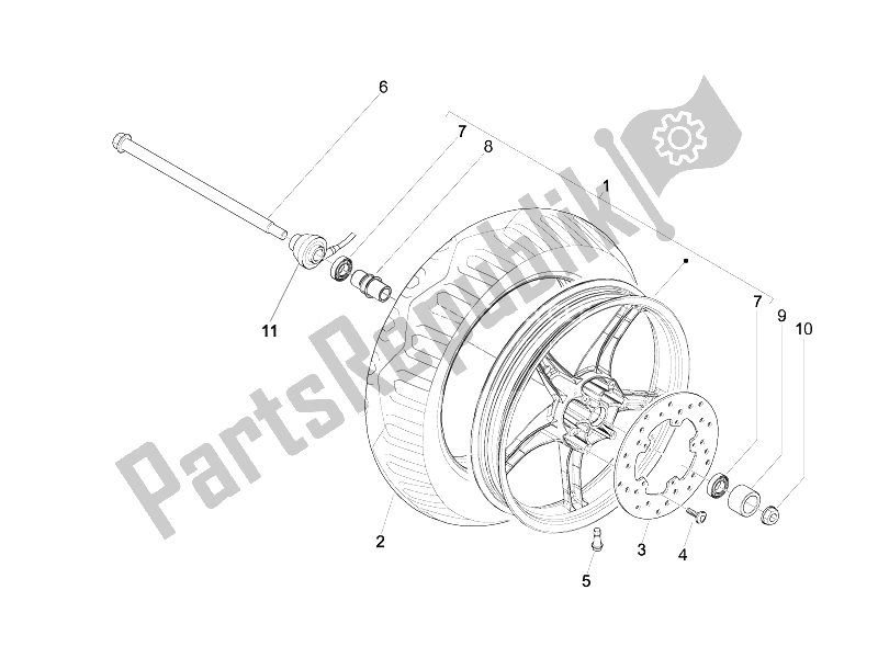 Toutes les pièces pour le Roue Avant du Piaggio Liberty 50 4T PTT 2014