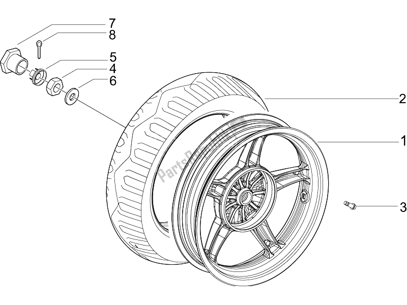 Toutes les pièces pour le Roue Arrière du Piaggio Liberty 50 4T 2005