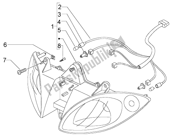 All parts for the Front Lights of the Piaggio X9 125 Evolution 2006