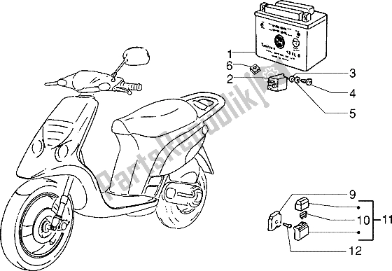 All parts for the Battery-relais of the Piaggio NRG Extreme 50 1999