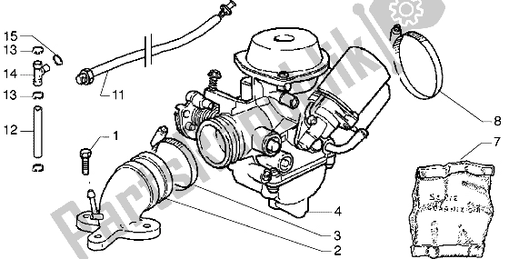 All parts for the Carburettor of the Piaggio Hexagon GTX 125 1999