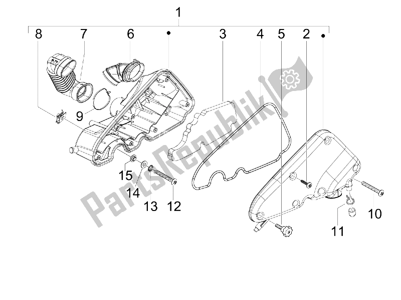 All parts for the Air Filter of the Piaggio Liberty 50 2T MOC 2009