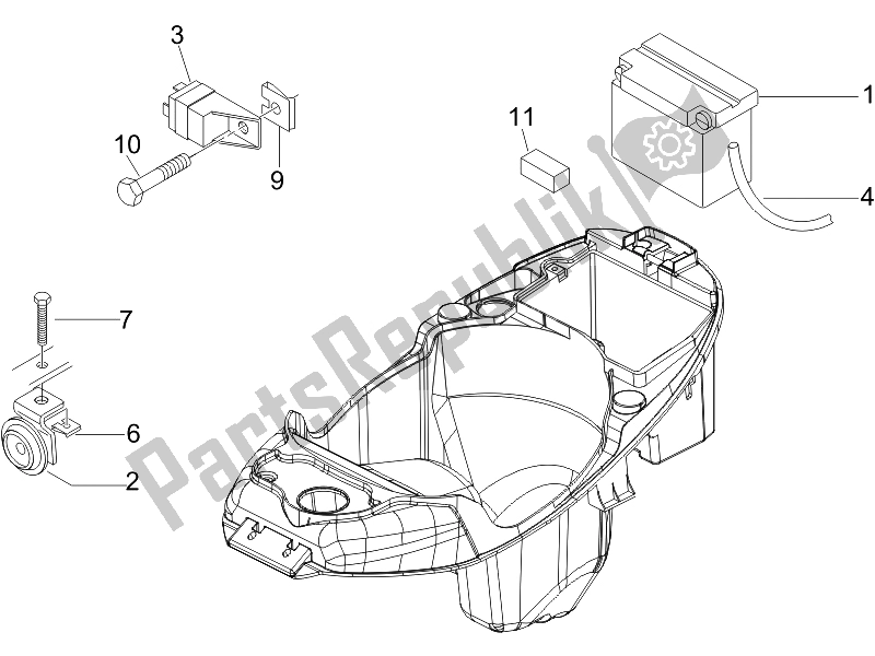 All parts for the Remote Control Switches - Battery - Horn of the Piaggio Liberty 50 4T Sport 2007