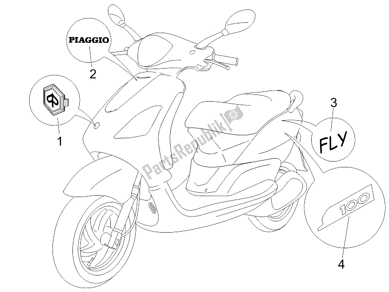 Todas las partes para Placas - Emblemas de Piaggio ZIP 50 2006