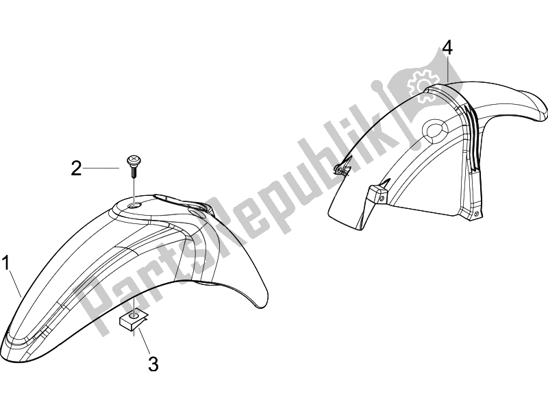 All parts for the Wheel Huosing - Mudguard of the Piaggio Liberty 50 4T PTT D 2007