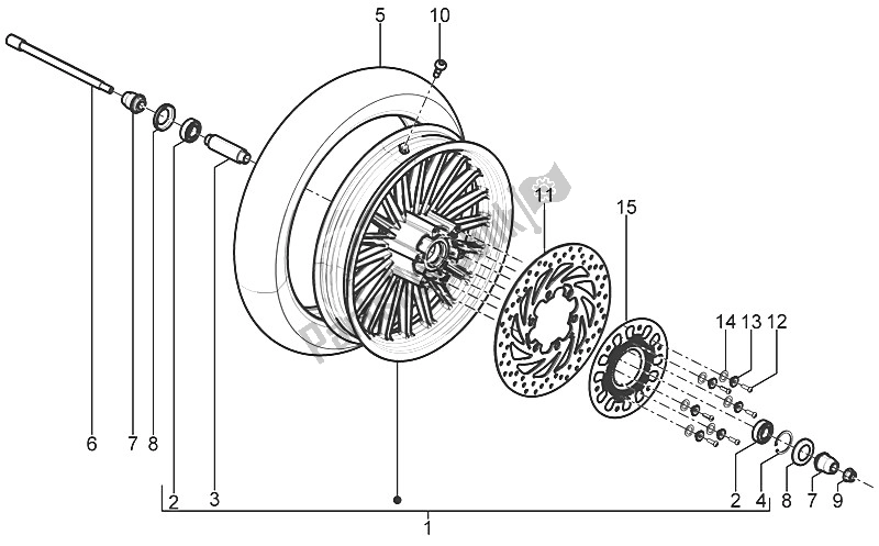 All parts for the Front Wheel of the Piaggio Beverly 300 IE ABS E4 EU 2016