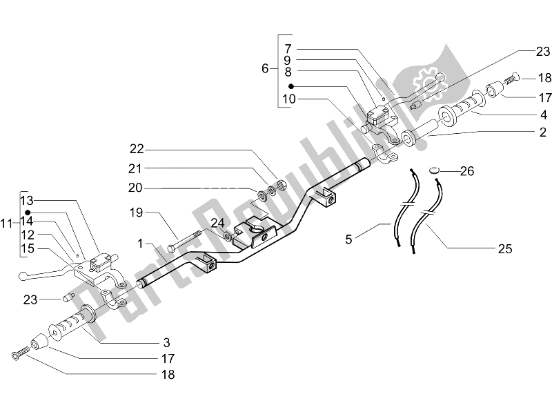 All parts for the Handlebars - Master Cil. Of the Piaggio Beverly 500 2005