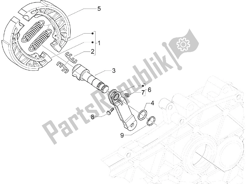 All parts for the Rear Brake - Brake Jaw of the Piaggio ZIP 100 4T Vietnam 2011