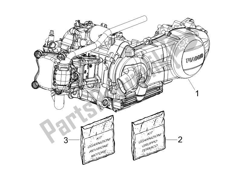 All parts for the Engine, Assembly of the Piaggio MP3 250 USA 2007
