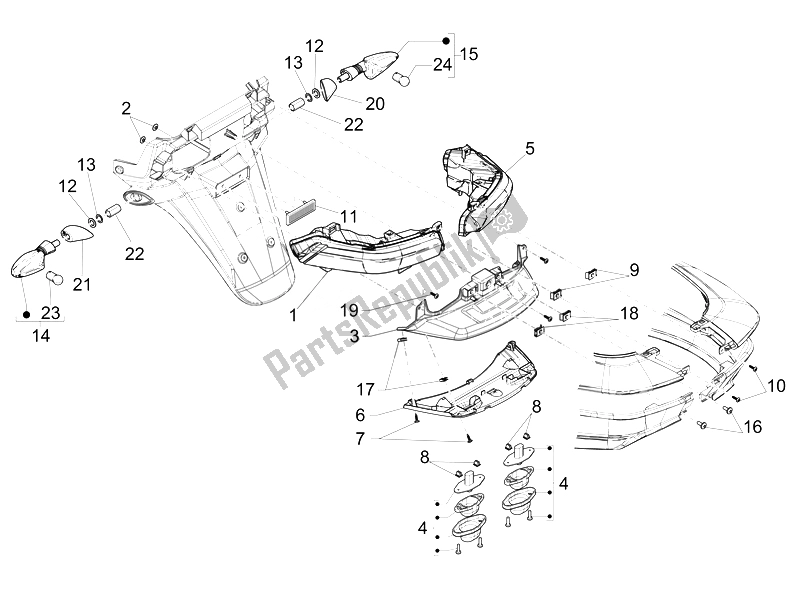 Toutes les pièces pour le Phares Arrière - Clignotants du Piaggio MP3 500 LT Sport 2014