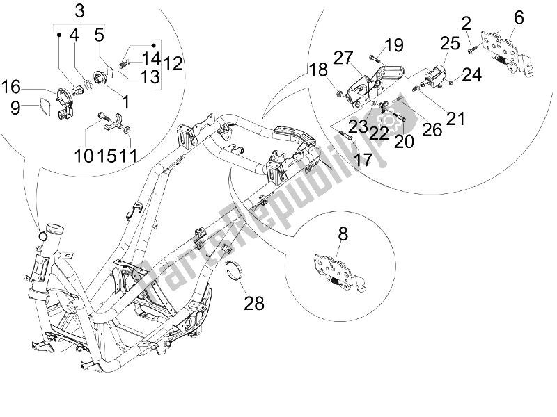 Alle onderdelen voor de Sloten van de Piaggio X8 400 IE Euro 3 UK 2006
