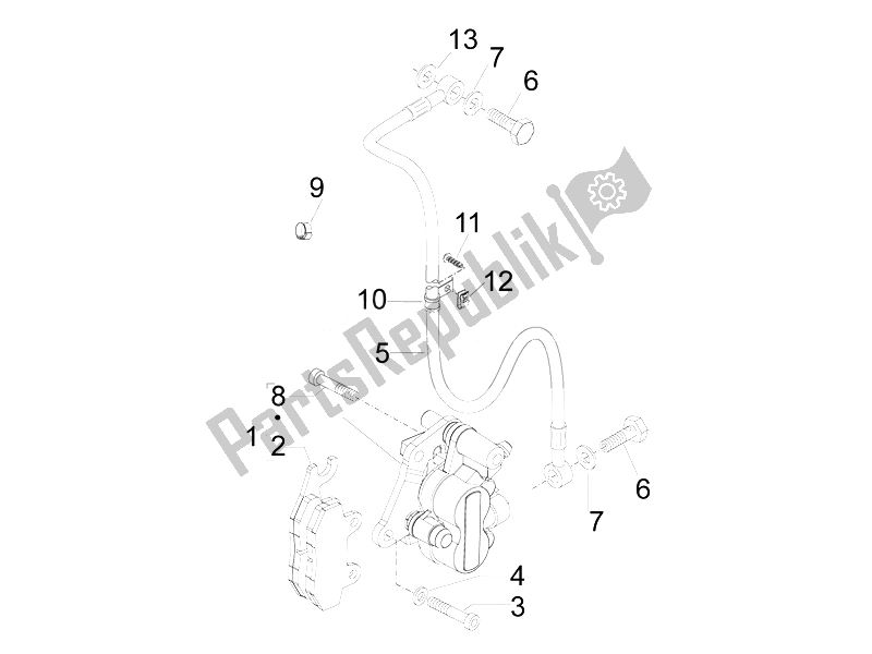 All parts for the Brakes Pipes - Calipers of the Piaggio FLY 50 4T 4V USA 2 2014