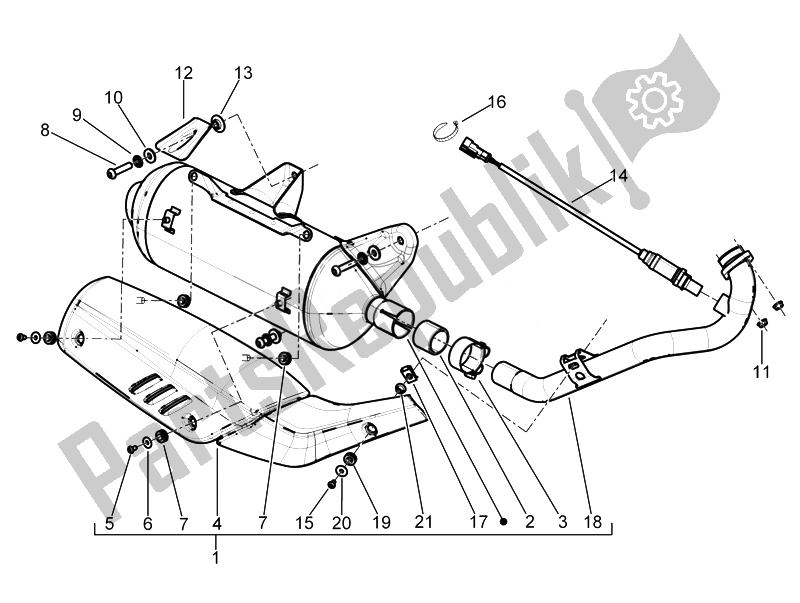 Todas las partes para Silenciador de Piaggio Beverly 300 RST S 4T 4V IE E3 2010