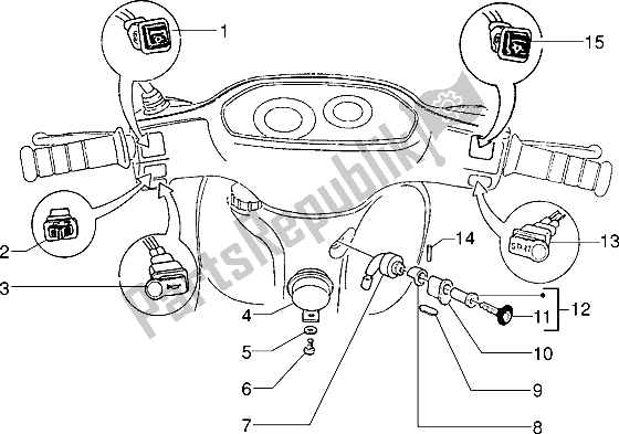 Alle onderdelen voor de Elektrische Apparaten (2) van de Piaggio Typhoon 125 1995