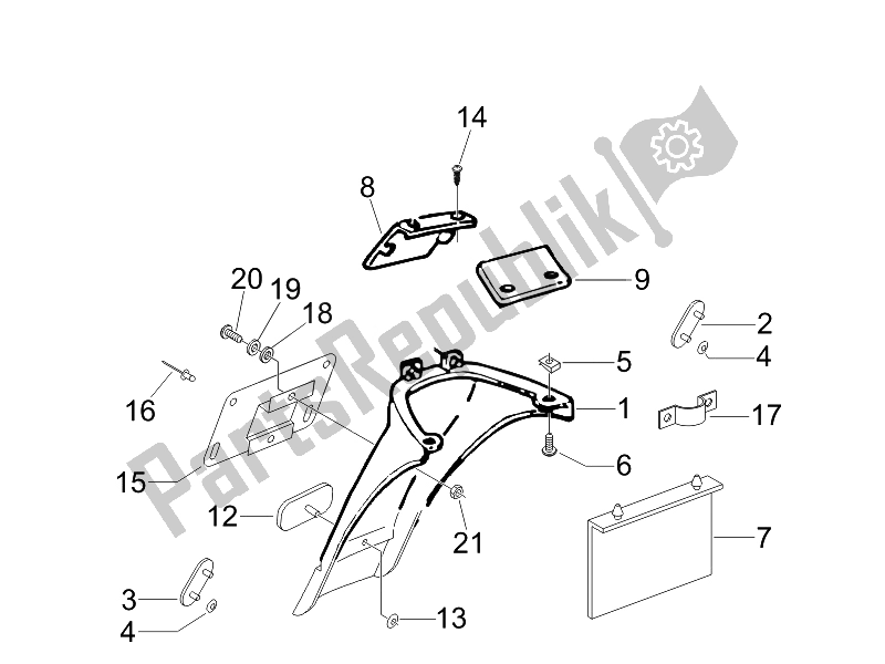 All parts for the Rear Cover - Splash Guard of the Piaggio Typhoon 50 Serie Speciale 2007