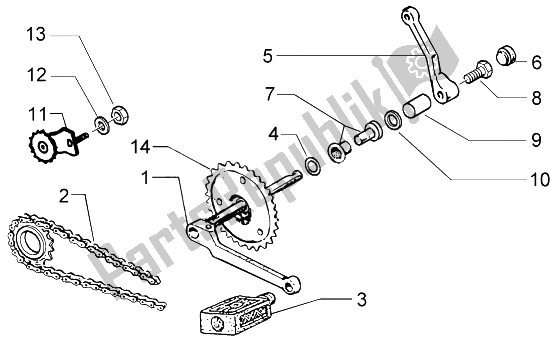 All parts for the Crank Spindle of the Piaggio Ciao 50 2002
