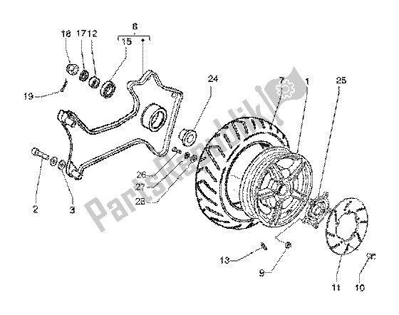 Alle onderdelen voor de Achterwiel van de Piaggio X9 200 2002