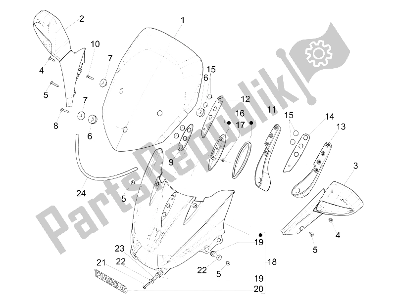 Wszystkie części do Przednia Szyba Piaggio X9 500 2004